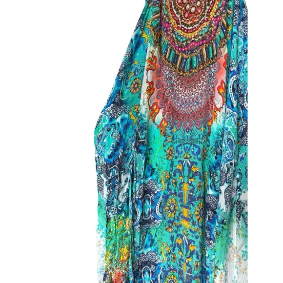 Narcisa Lang Silk Viscose Multicolor Maxi Dress One Size - Picture 9 of 15